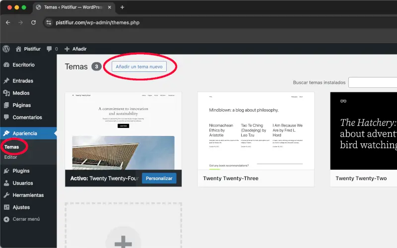 Añadir un tema nuevo en WordPress