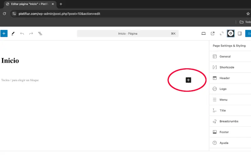 Agregar bloque a portada en WordPress