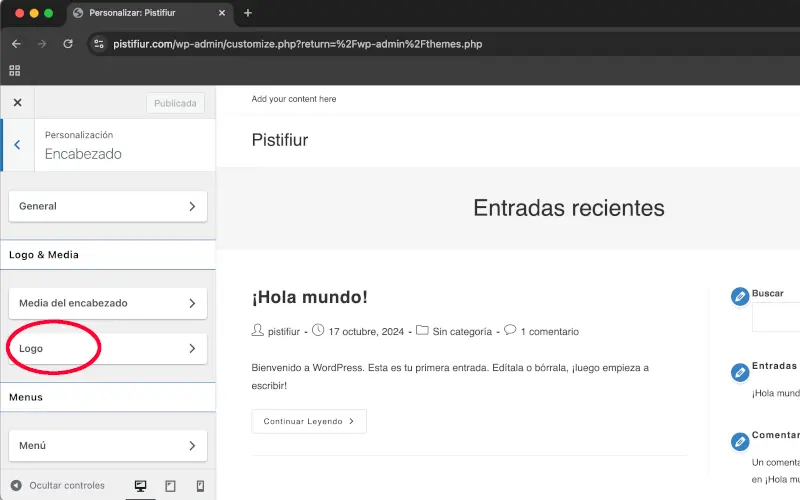 Agregar el logo en WordPress