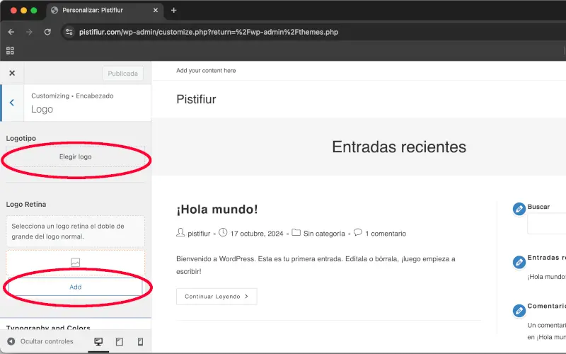 Agregar logotipo y logo retina en WordPress