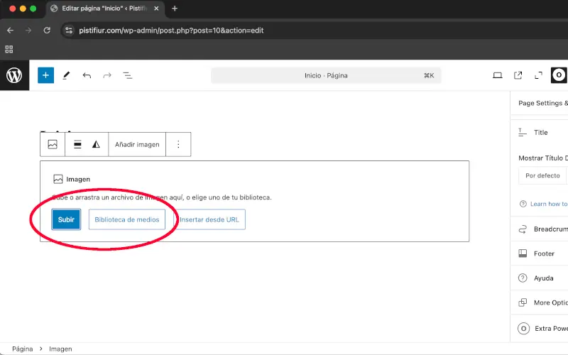 Seleccionar imagen para portada en WordPress