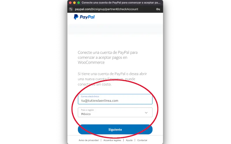 Conectar cuenta de PayPal en Pagos en Ajustes en WooCommerce