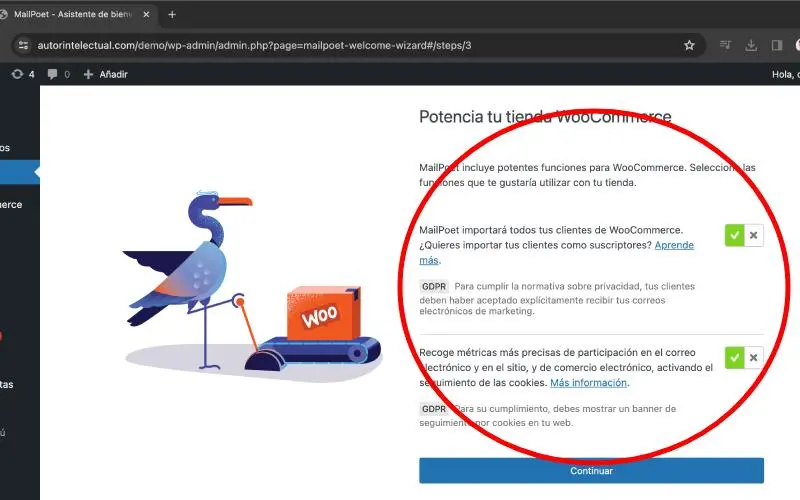 Potencia tu tienda en MailPoet en Correos electrónicos en Ajustes en WooCommerce